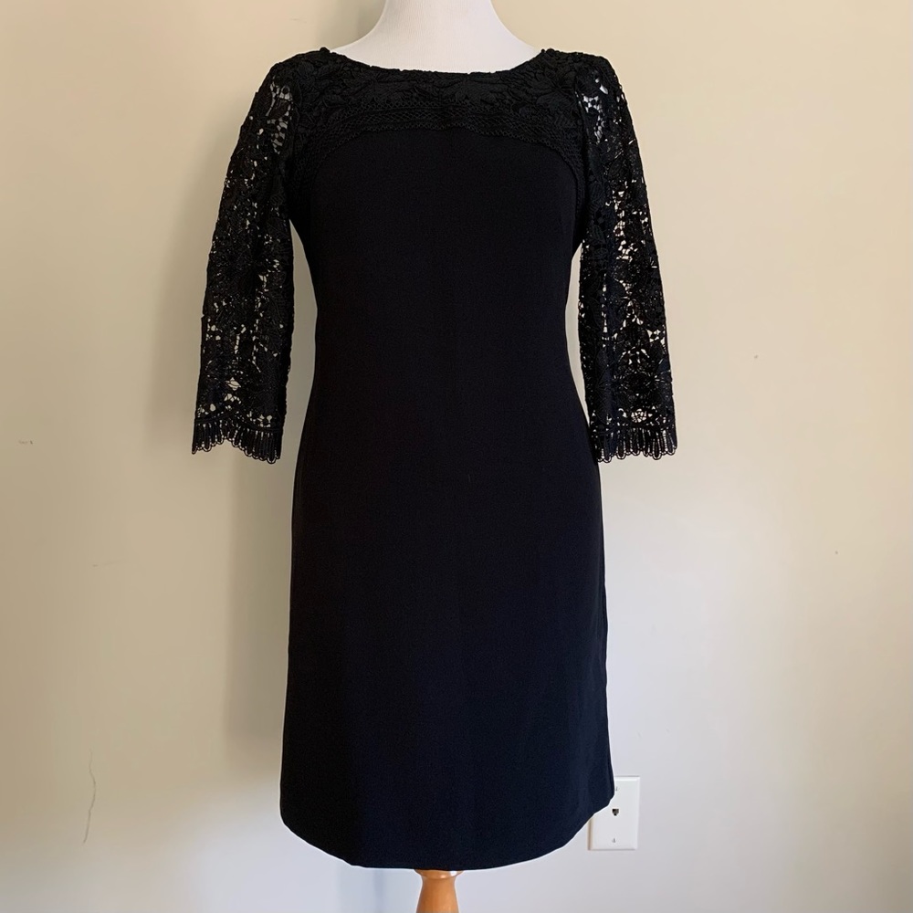 RSVP by Talbots Black Lace Shift Dress 4P NWT